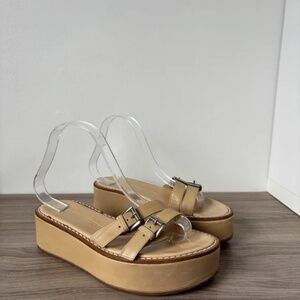 Ann Demeulemeester Sandals Platform Leather *Vintage* Beige 7.5 us Women's❤️